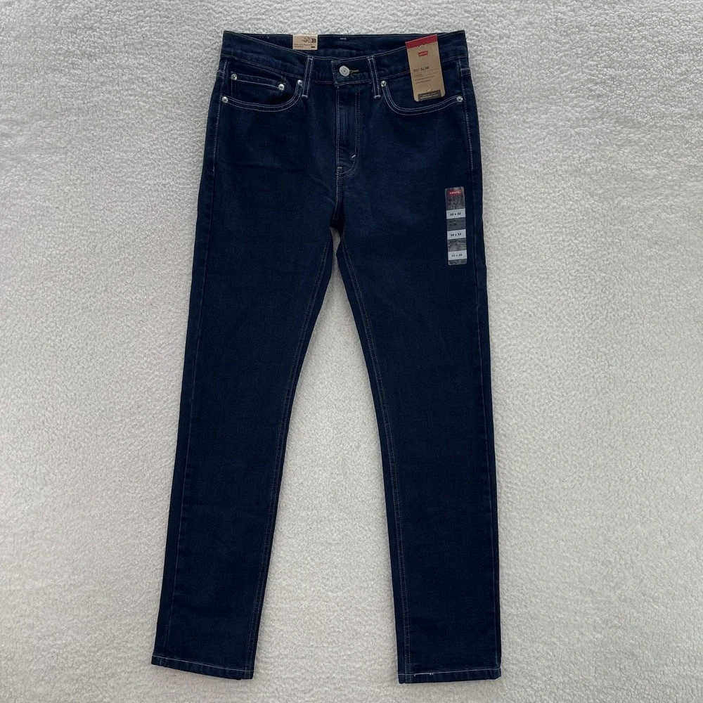 Levis Jeans Mens 32x32 Blue 511 Slim Dark Wash Stretch Denim Preppy Grunge Skate